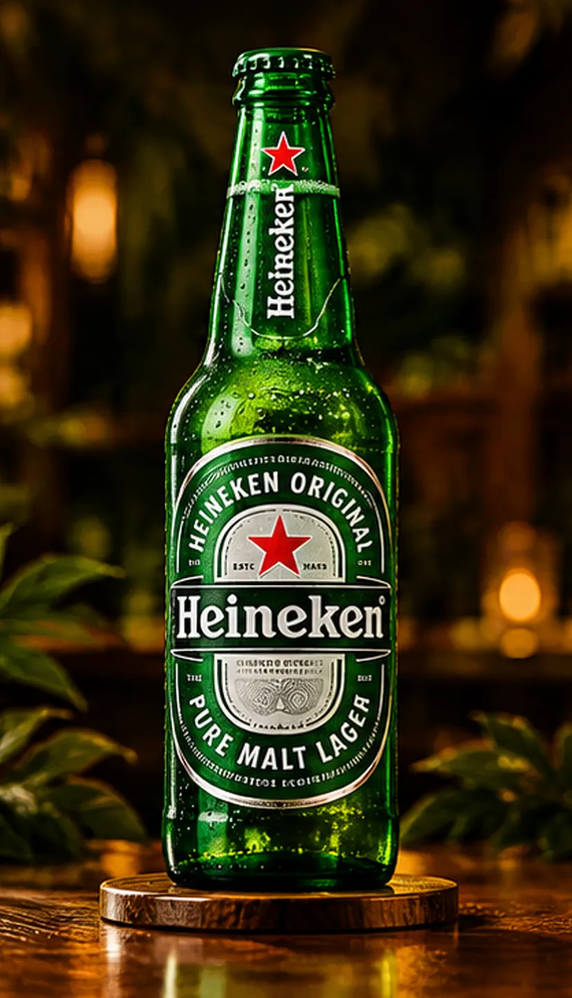 A bottle of Heineken beer